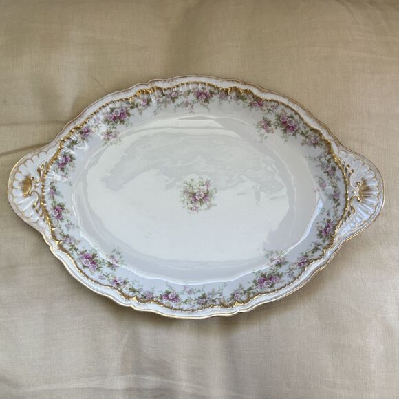 Theodore Haviland Schleiger France Handled Oval Platter, Antique Double Gold 12" - Picture 1 of 8